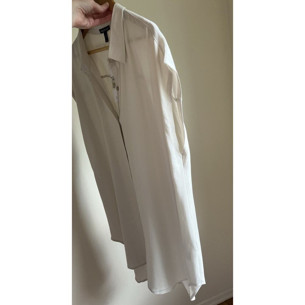 NWT Eileen Fisher XL Silk Georgette Shirt Top Flowy Casual Coastal Classic $248 - Picture 7 of 8